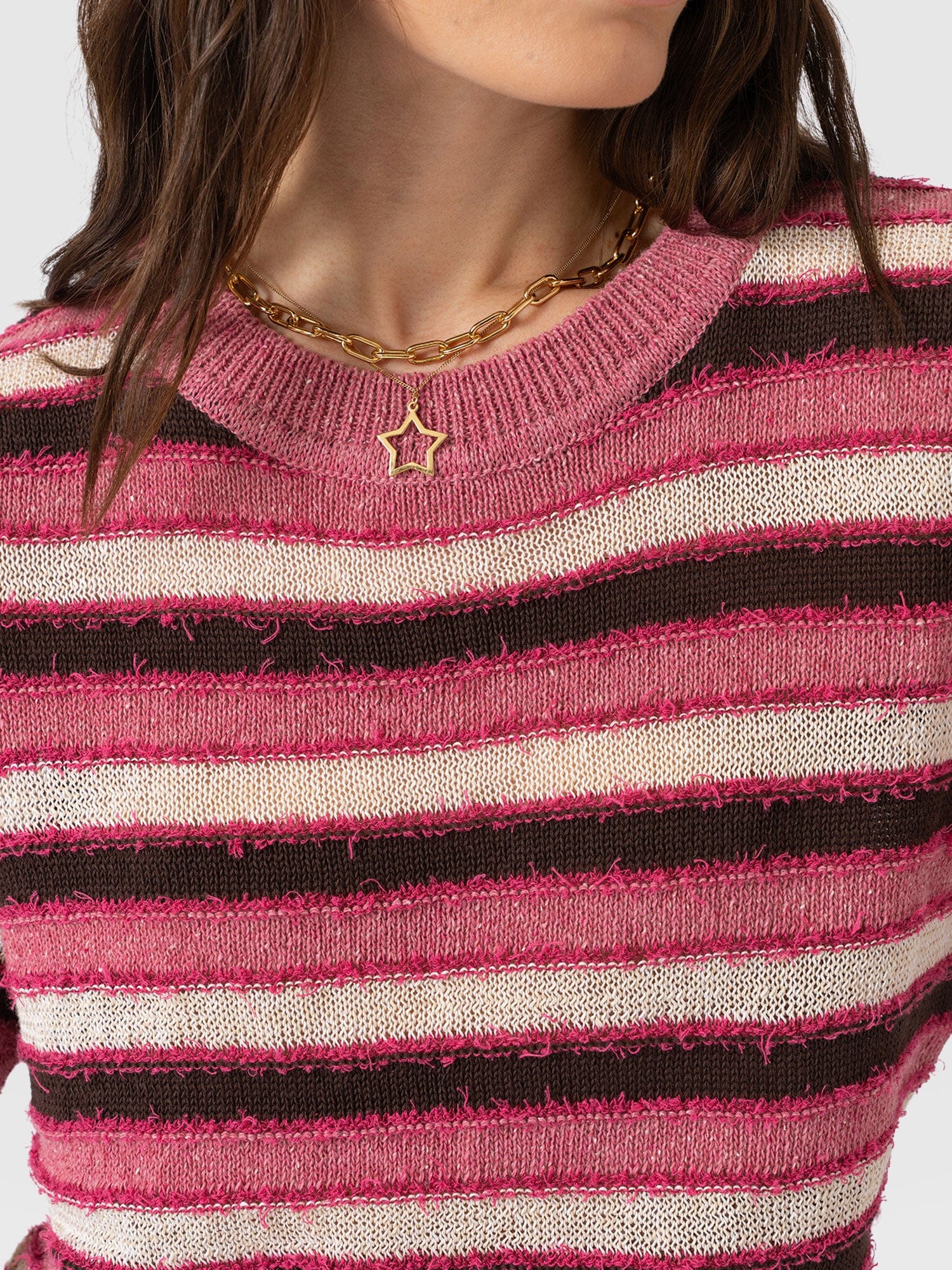 Fearne Knit Tee - Pink Stripe - Women's Jumpers | Saint + Sofia® UK