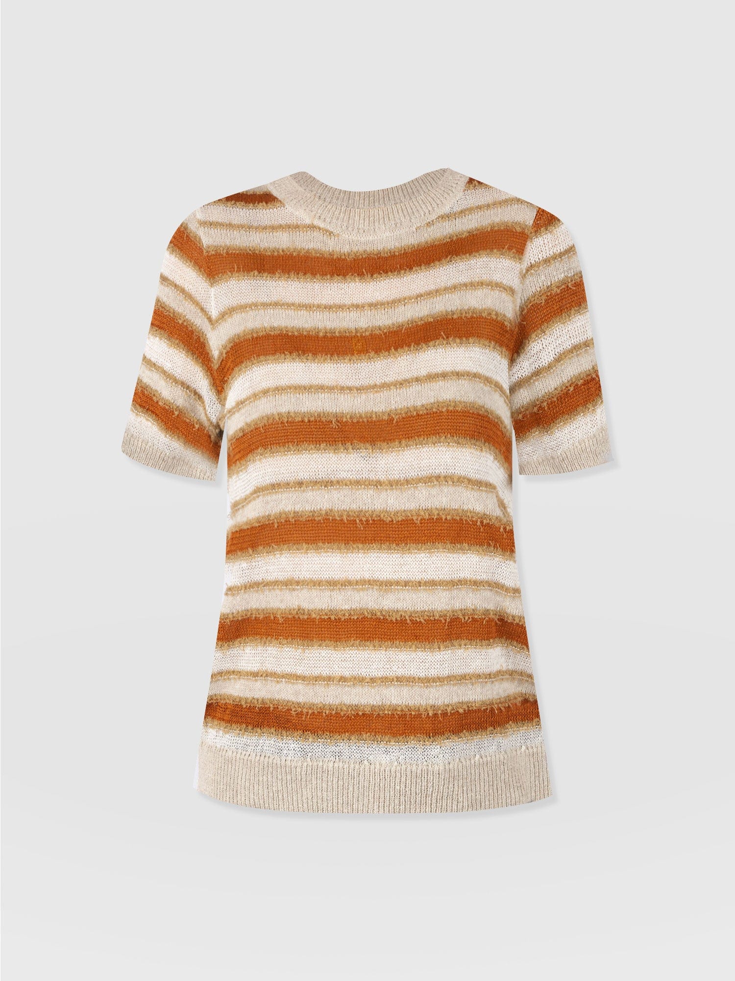 Fearne Knit Tee - Rust Stripe - Women's T-Shirts | Saint + Sofia® UK