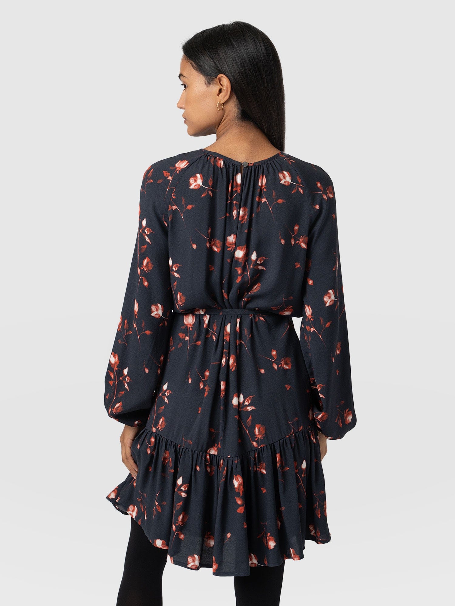 Fia Mini Tiered Dress Dark Roses - Women's Dresses | Saint + Sofia® UK