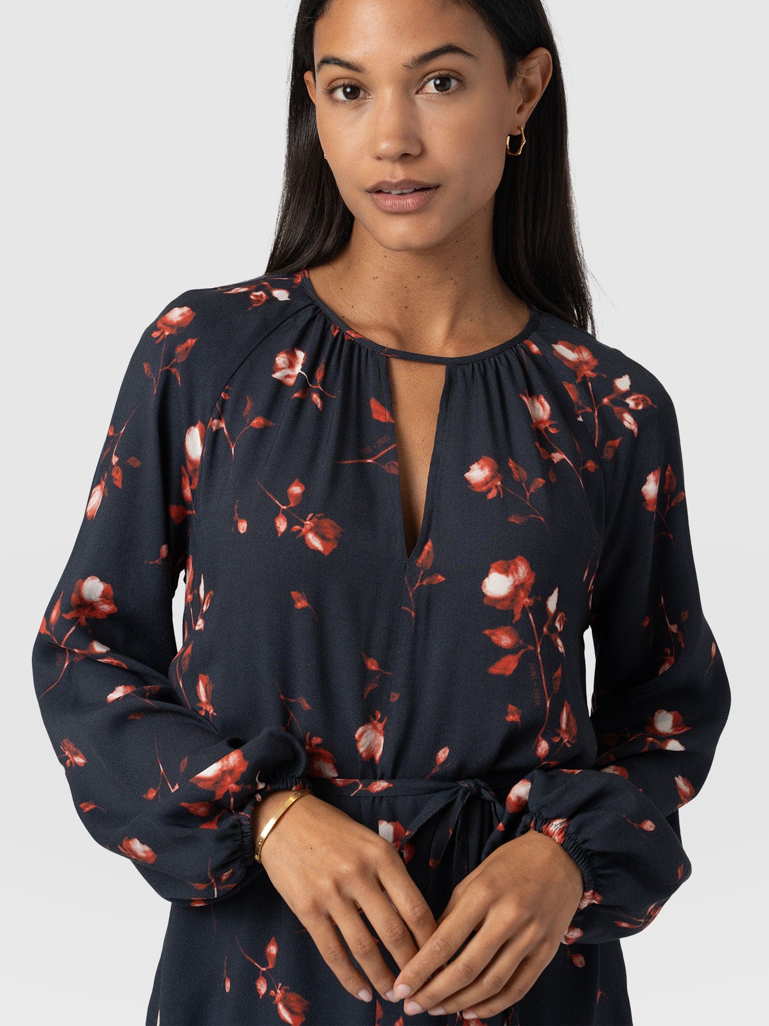 Fia Mini Tiered Dress Dark Roses - Women's Dresses | Saint + Sofia® UK