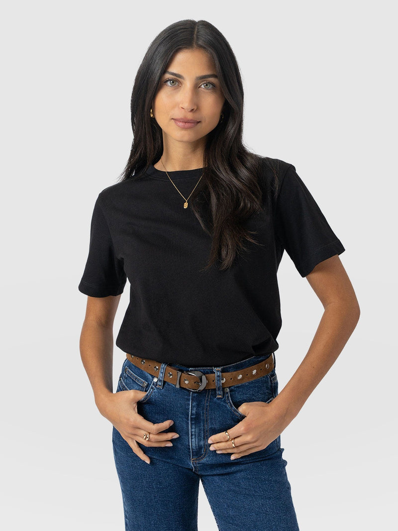 Finsbury Crew Neck Tee - Black - Women's T-shirts | Saint + Sofia® UK