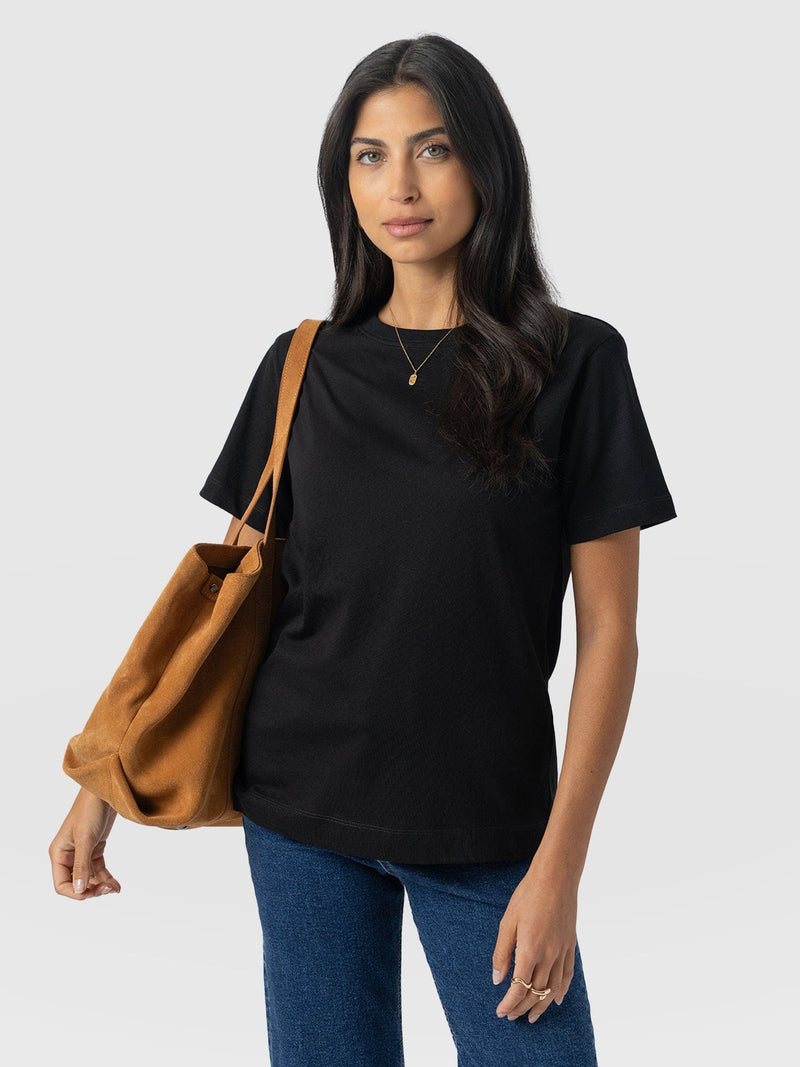 Finsbury Crew Neck Tee - Black - Women's T-shirts | Saint + Sofia® UK