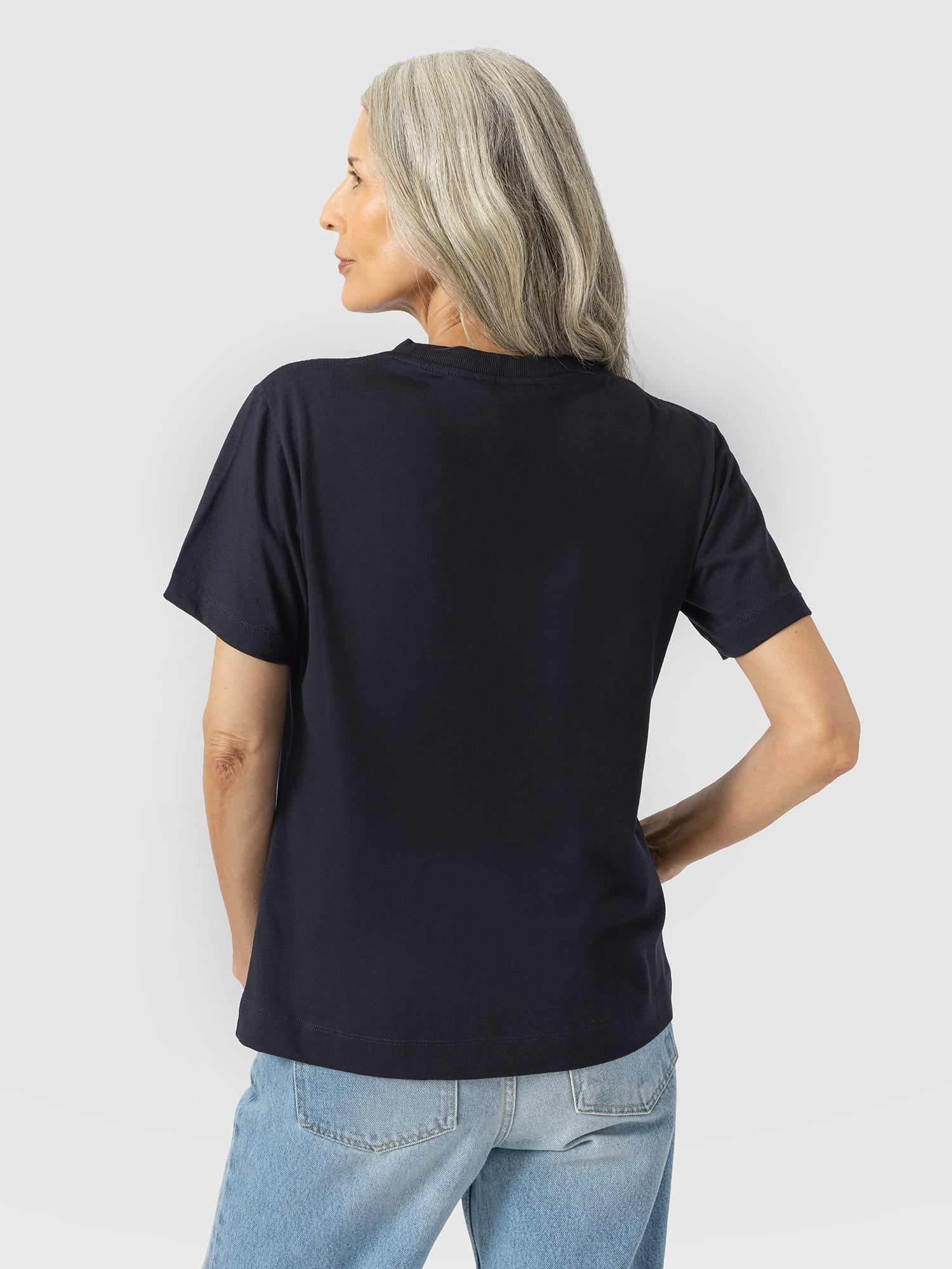 Finsbury Crew Neck Tee - Navy - Women's T-shirts | Saint and Sofia® UK