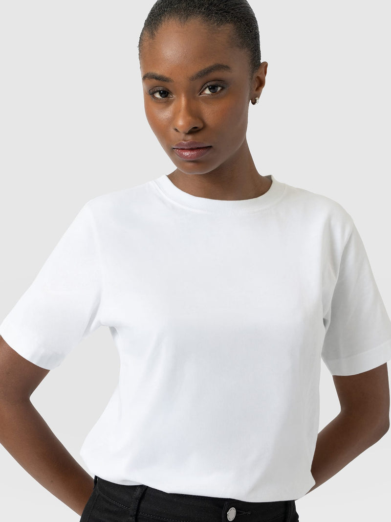 Finsbury Crew Neck Tee White - Women's T-Shirts | Saint and Sofia® UK