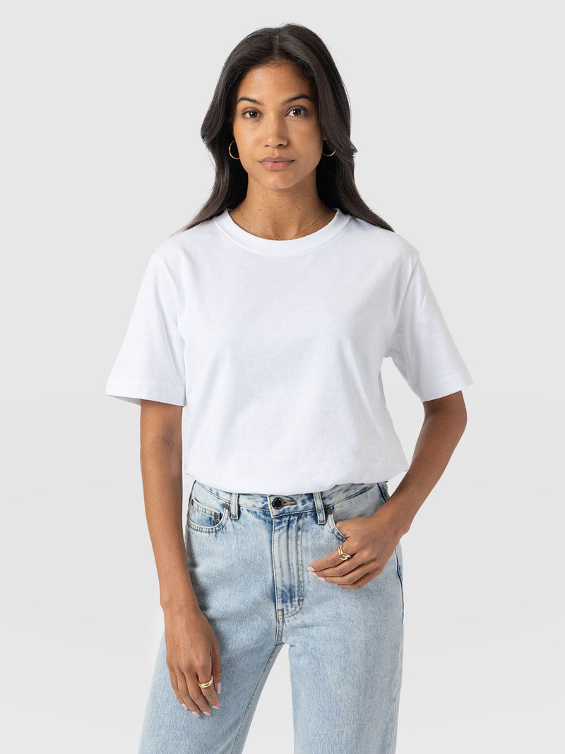 Finsbury Crew Neck Tee White - Women's T-Shirts | Saint + Sofia® UK