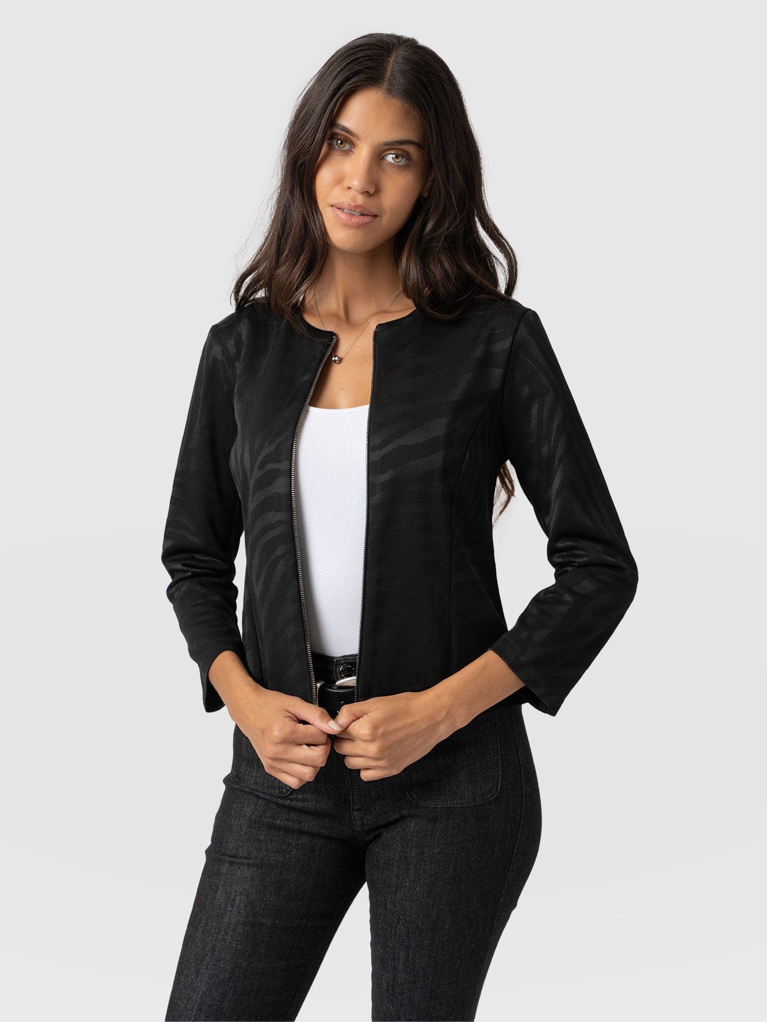 Florence Jacket Black Zebra - Women's Jackets | Saint + Sofia® UK