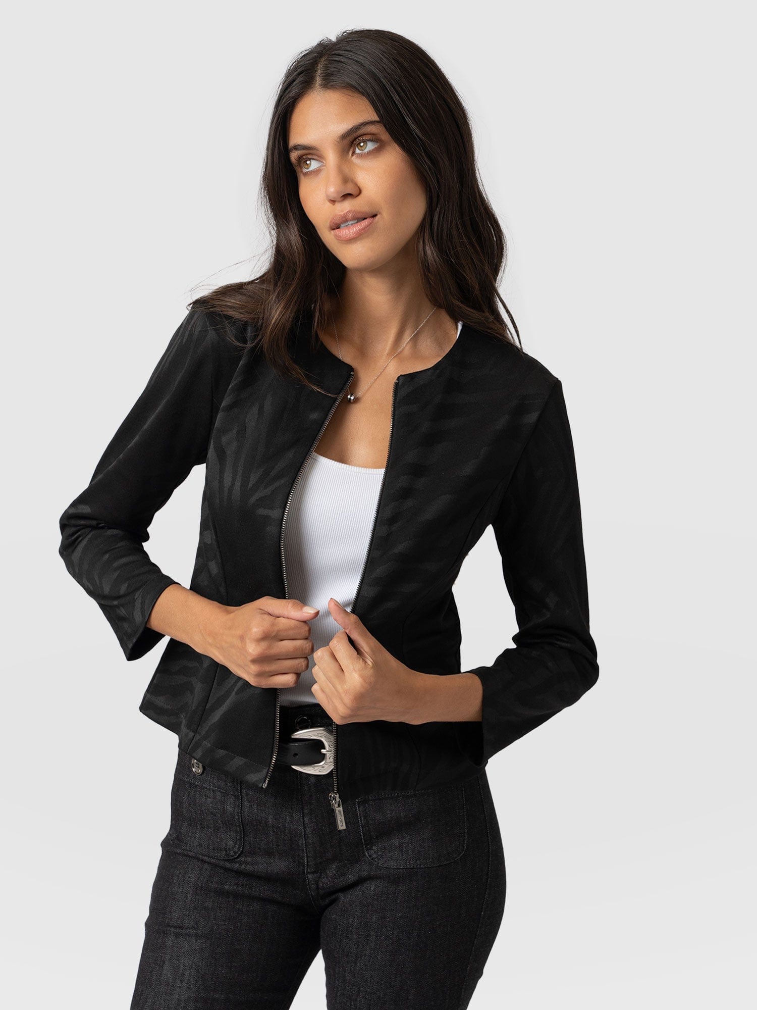 Florence Jacket Black Zebra - Women's Jackets | Saint + Sofia® UK