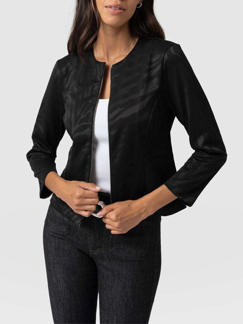 Florence Jacket Black Zebra - Women's Jackets | Saint + Sofia® UK