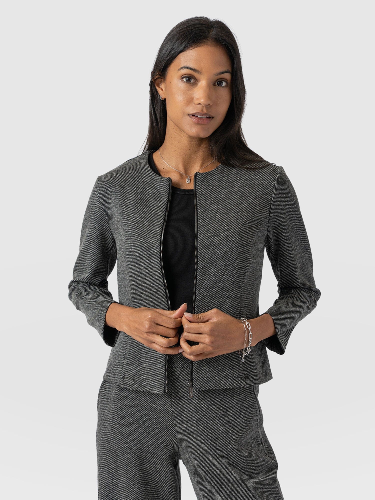 Florence Jacket - Grey Twill - Women's Jackets | Saint + Sofia® UK