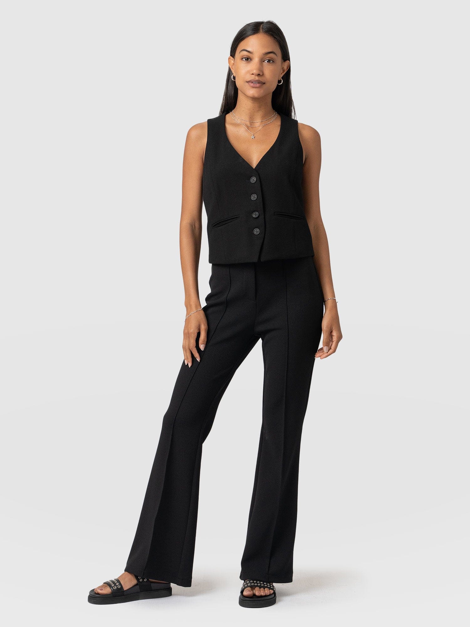 Freya Flared Trouser Black - Women's Trousers | Saint + Sofia® UK