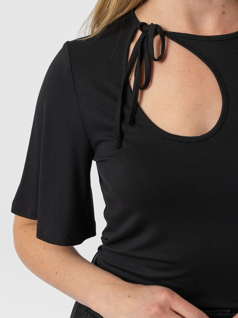 Freya Tie Tee - Black - Women's T-Shirts | Saint + Sofia® UK
