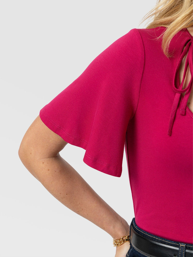 Freya Tie Tee - Fuchsia Pink - Women's T-shirts | Saint + Sofia® UK