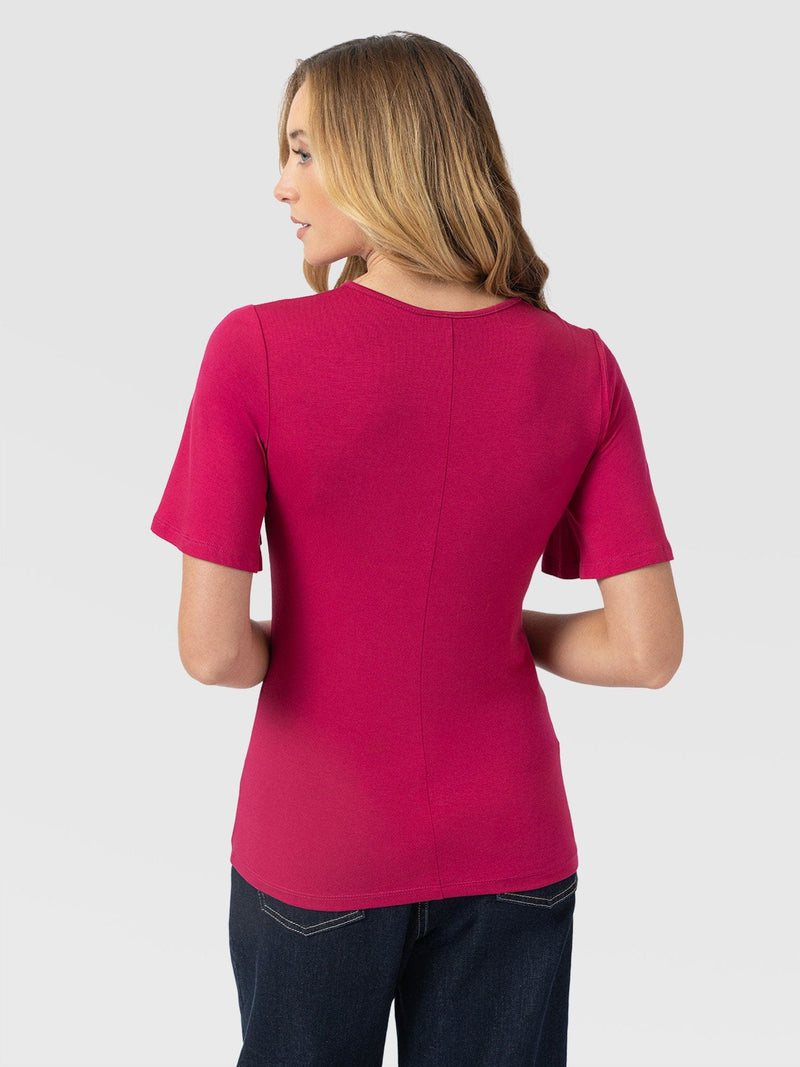 Freya Tie Tee - Fuchsia Pink - Women's T-shirts | Saint + Sofia® UK