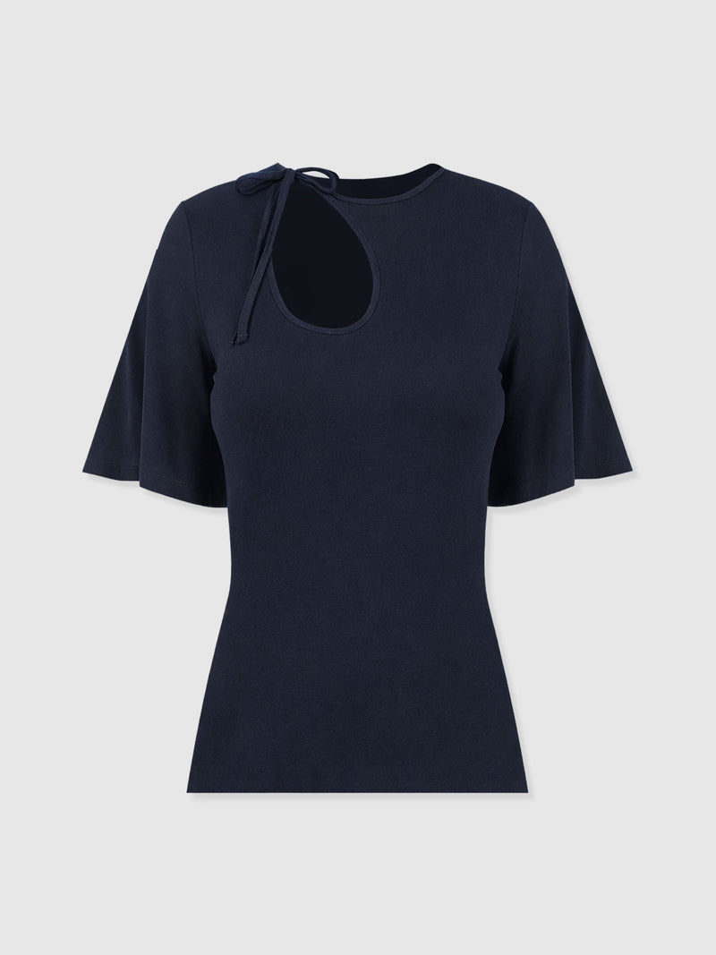 Freya Tie Tee - Navy - Women's T-shirts | Saint + Sofia® UK
