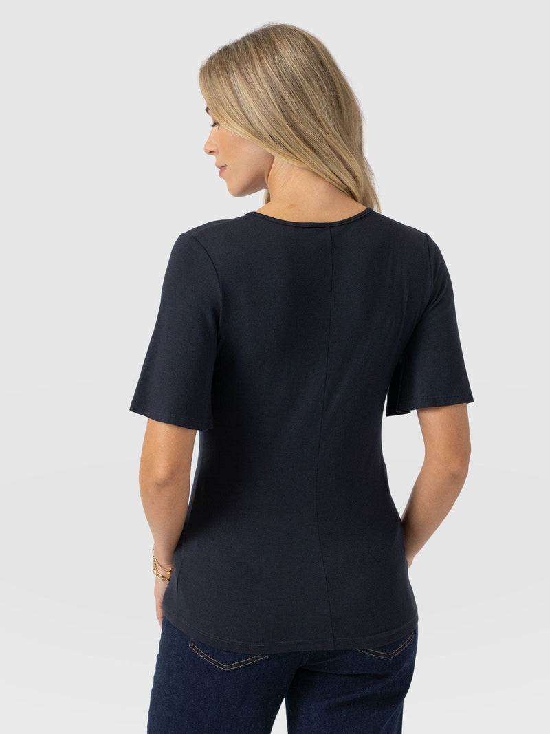 Freya Tie Tee - Navy - Women's T-shirts | Saint + Sofia® UK