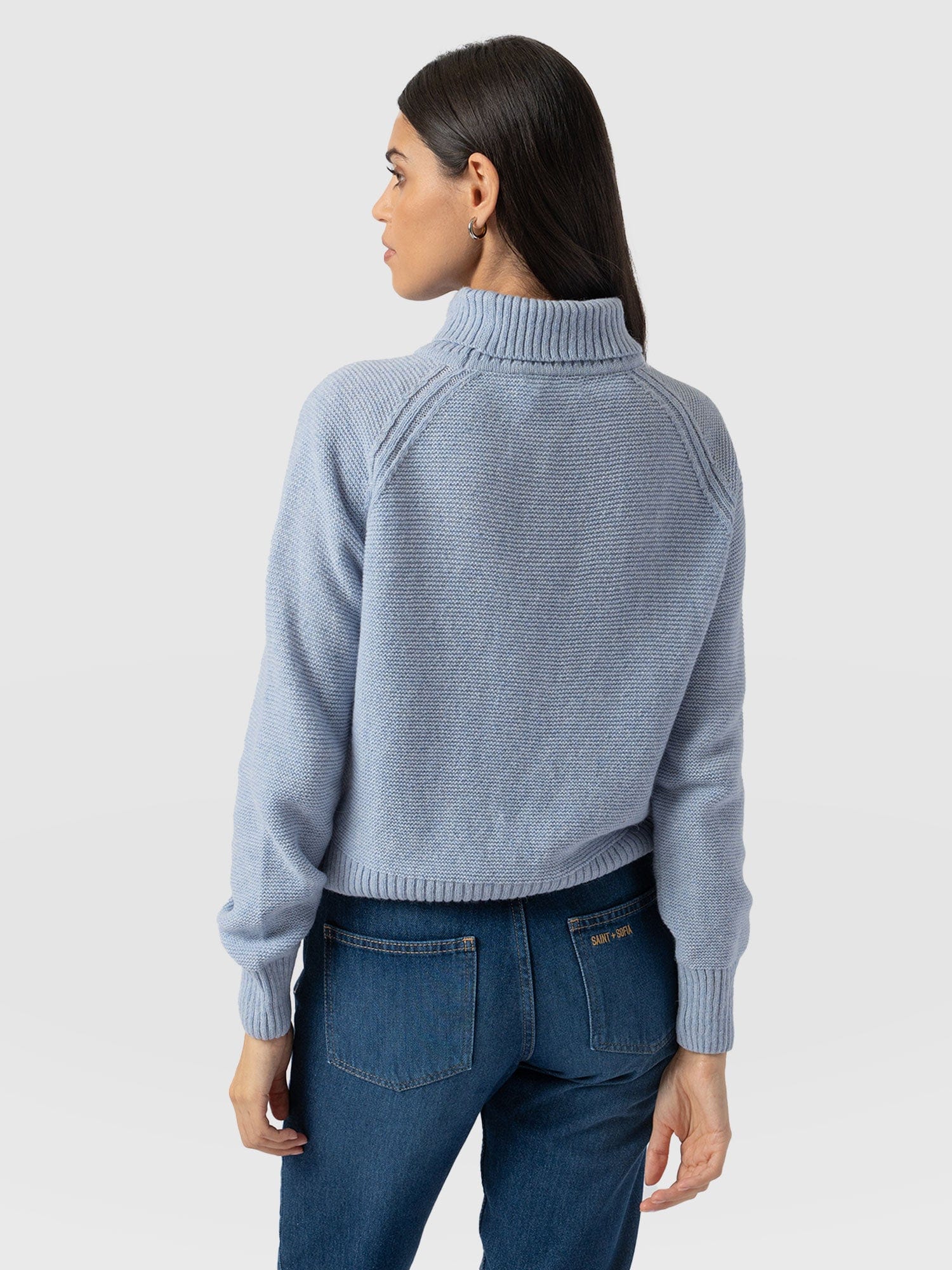 Glen Cable Knit Jumper Blue - Women's Jumpers | Saint and Sofia® UK