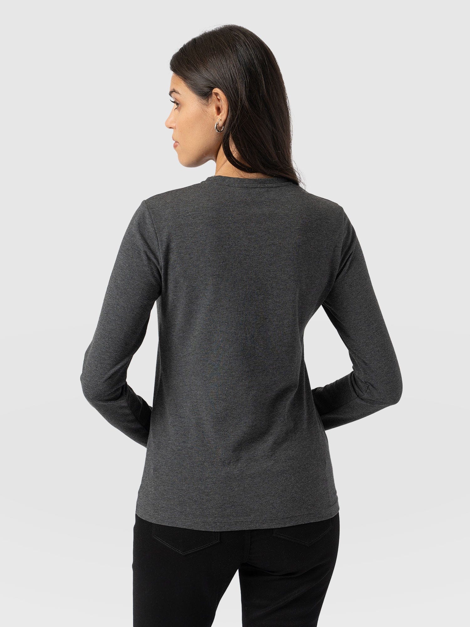 Glen Crew Neck Tee Charcoal - Women's Tops | Saint + Sofia® UK