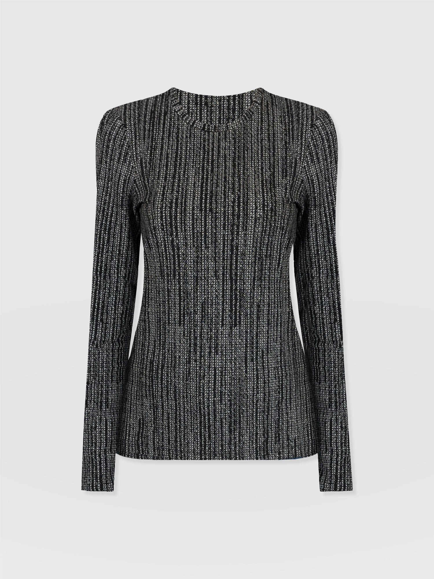 Glen Crew Neck Tee Grey/Black - Women's T-Shirts | Saint + Sofia® UK