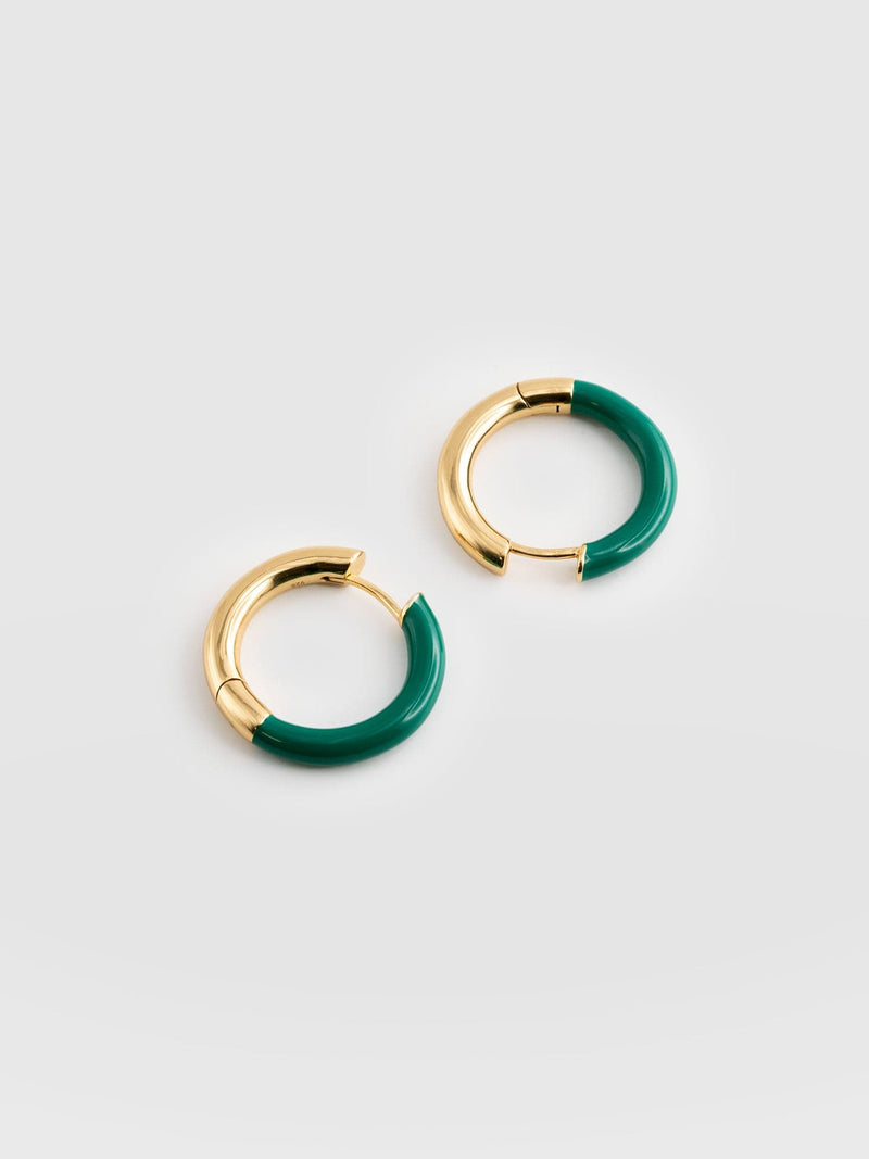 Gold Enamel Hoop Earrings - Women's Jewellery | Saint + Sofia® UK