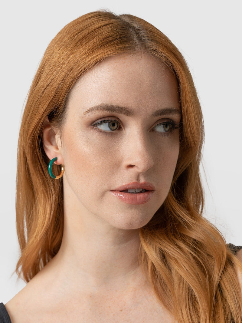 Gold Enamel Hoop Earrings - Women's Jewellery | Saint + Sofia® UK