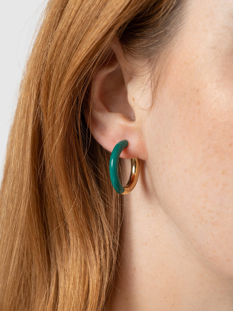 Gold Enamel Hoop Earrings - Women's Jewellery | Saint + Sofia® UK