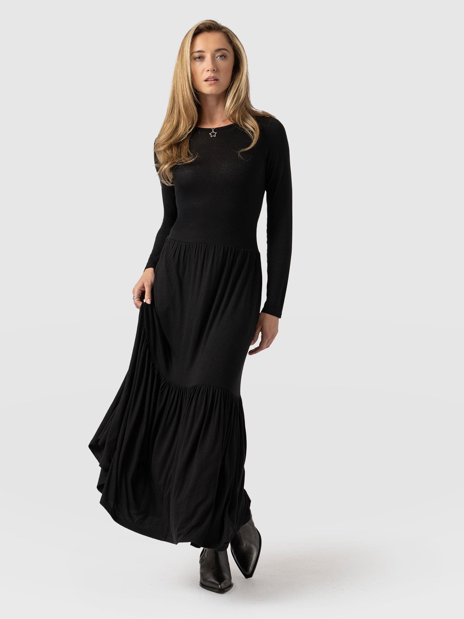 Greenwich Dress Black Sleeves Women's Dresses Saint Sofia® UK