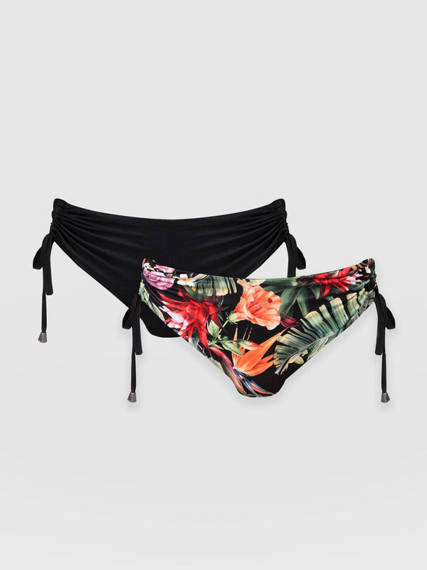 Halina Reversible Bikini Bottom - Tropics/Black