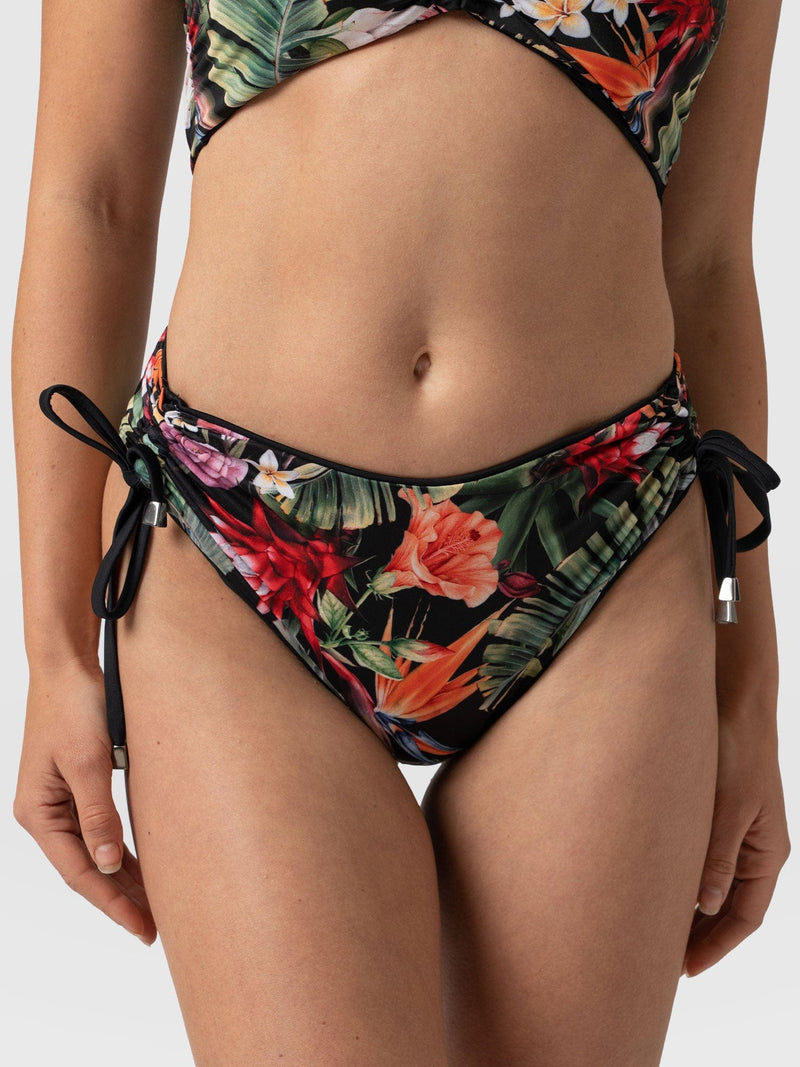 Halina Reversible Bikini Bottom Tropics/Black - Women's Swimwear | Saint + Sofia® UK