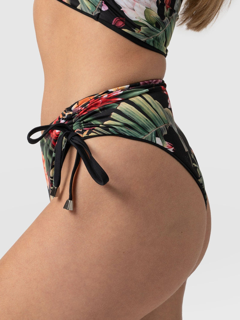 Halina Reversible Bikini Bottom Tropics/Black - Women's Swimwear | Saint + Sofia® UK