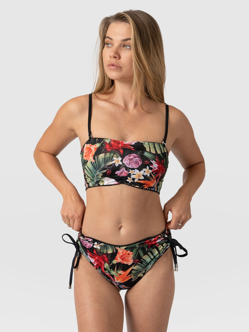 Halina Reversible Bikini Bottom Tropics/Black - Women's Swimwear | Saint + Sofia® UK