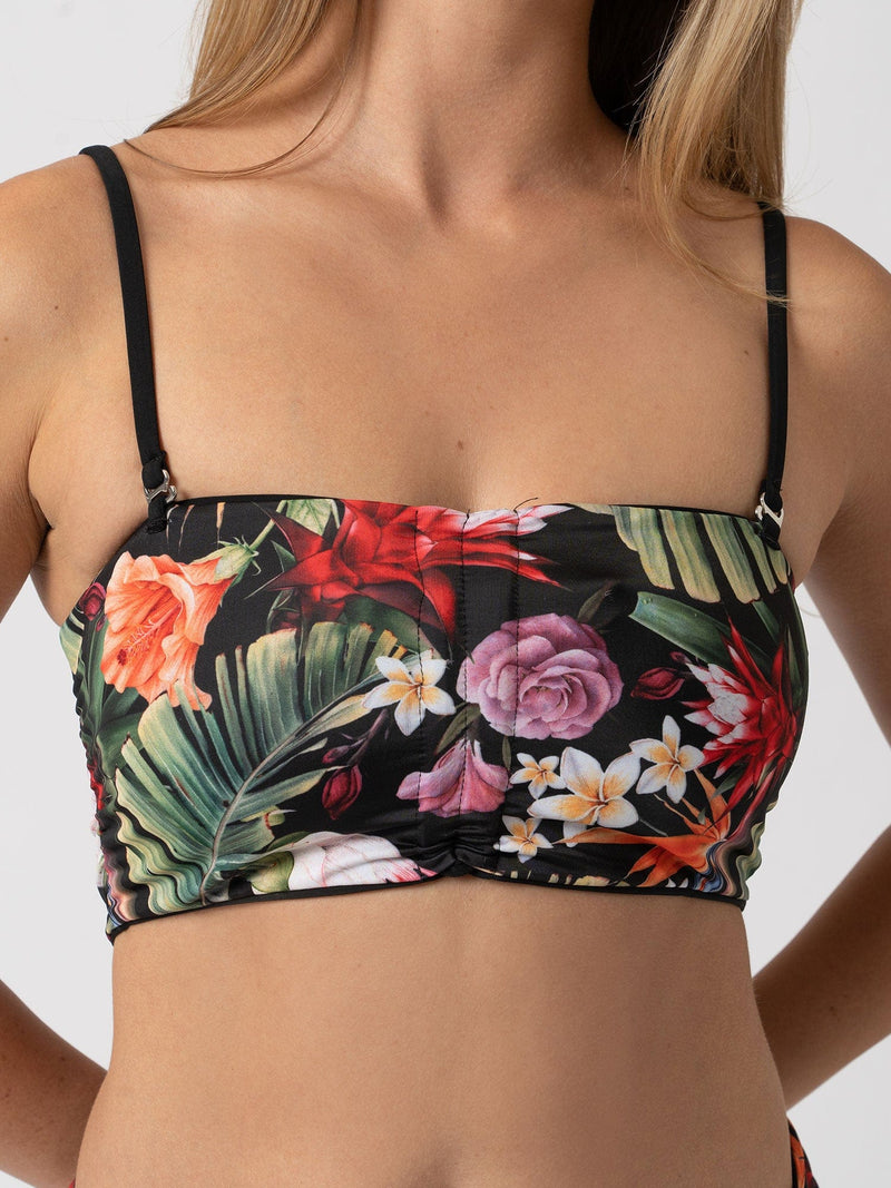 Halina Reversible Bikini Top Tropics/Black - Women's Swimwear | Saint + Sofia® UK