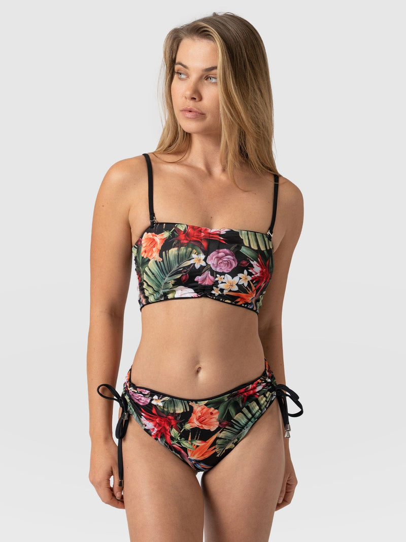 Halina Reversible Bikini Top Tropics/Black - Women's Swimwear | Saint + Sofia® UK