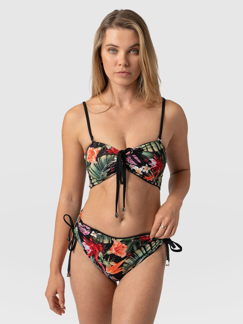 Halina Reversible Bikini Top Tropics/Black - Women's Swimwear | Saint + Sofia® UK
