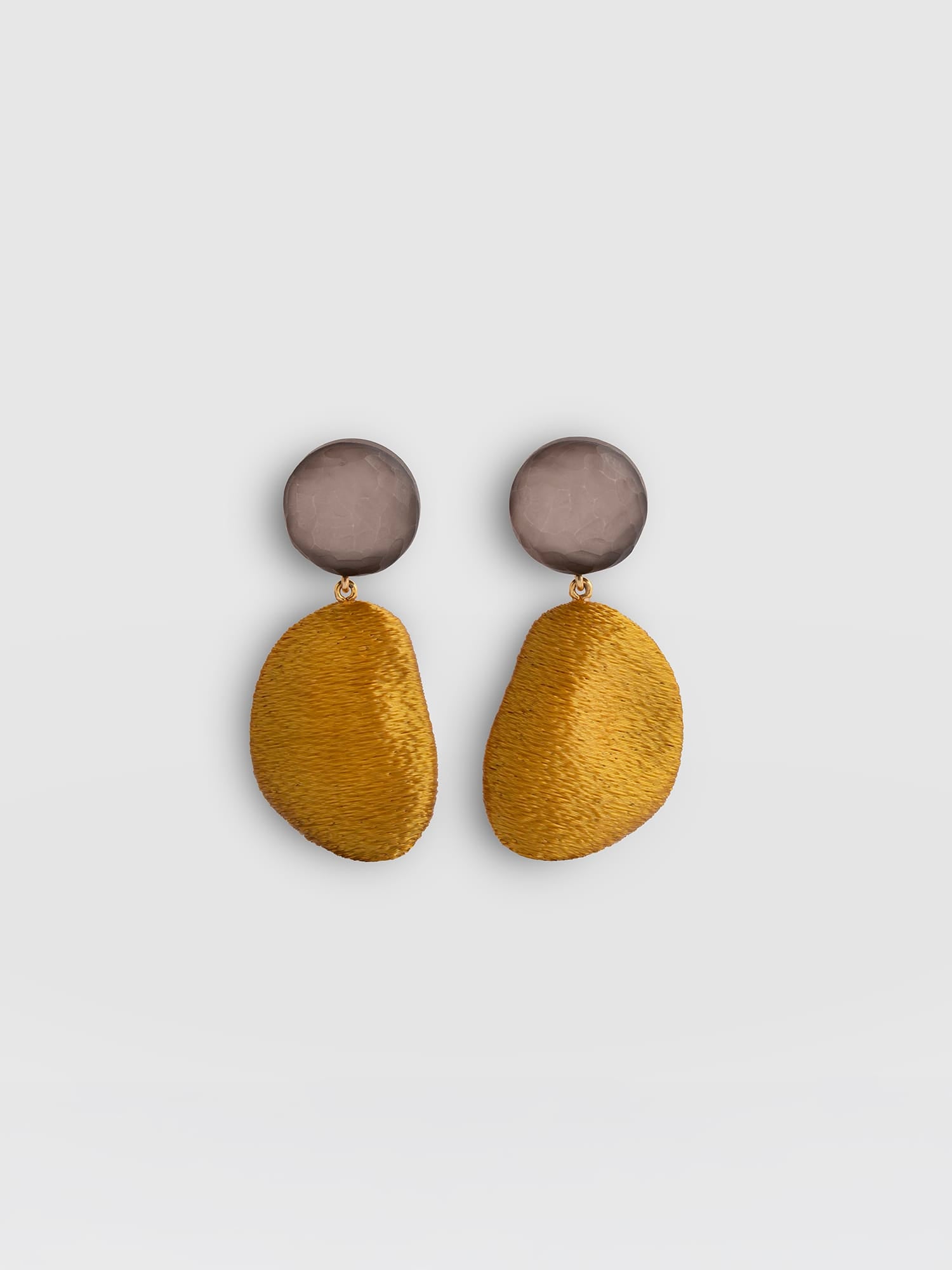 Hammered Drop Earrings - Mustard