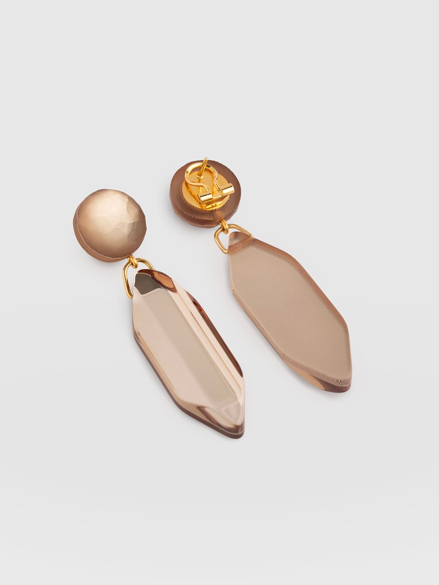 Hammered Mirror Drop Earrings - Champagne