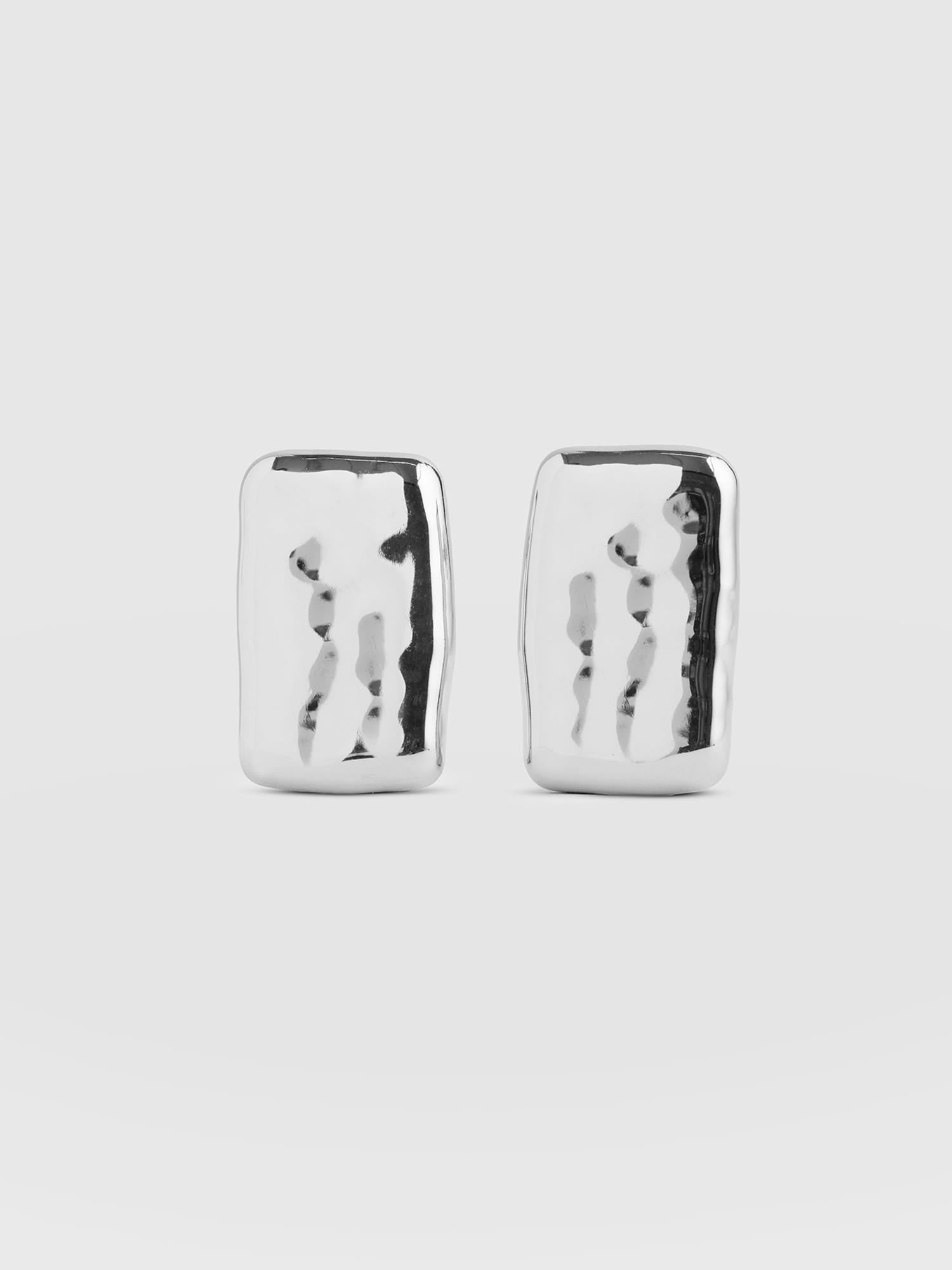 Hammered Rectangle Earrings - Silver - Women's Jewellerys | Saint and Sofia® UK