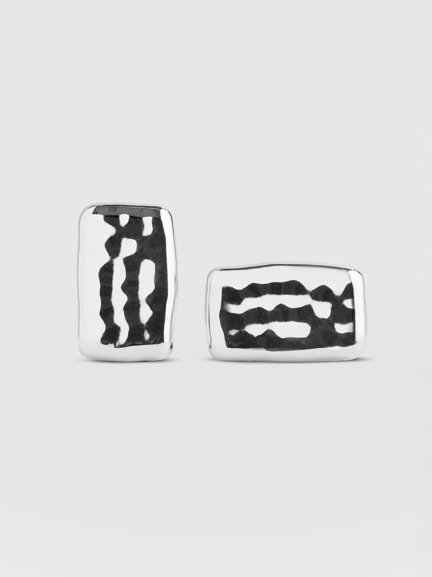 Hammered Rectangle Earrings - Silver - Women's Jewellerys | Saint and Sofia® UK