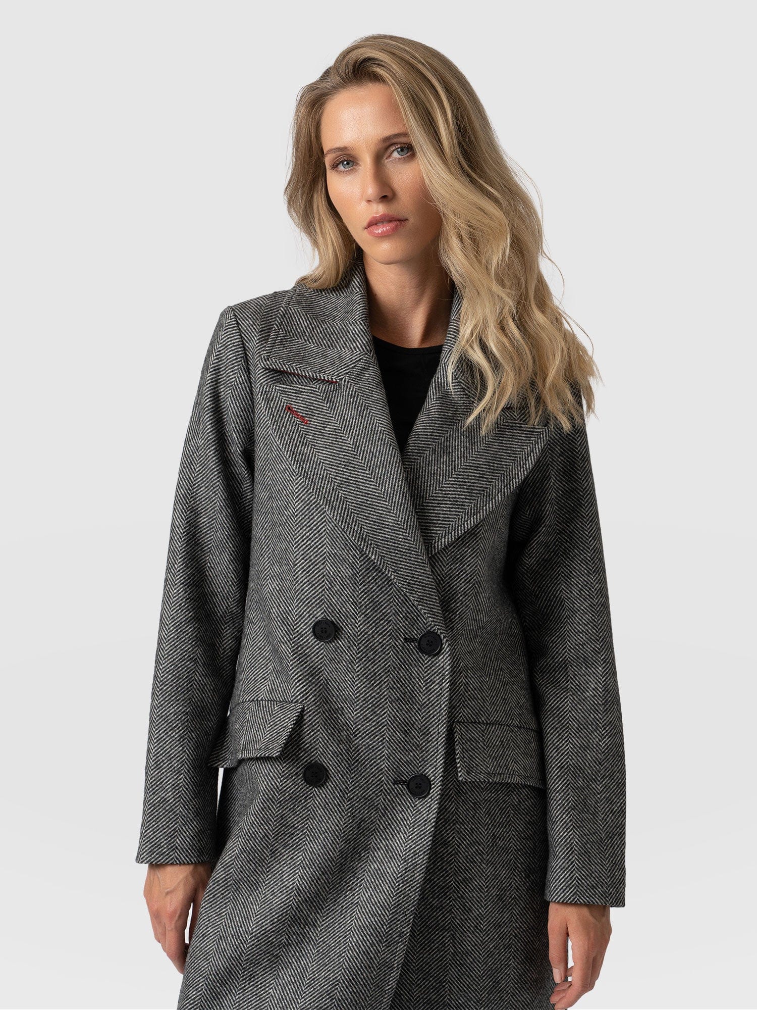 Hampton Coat Monochrome Chevron - Women's Coats | Saint and Sofia® UK