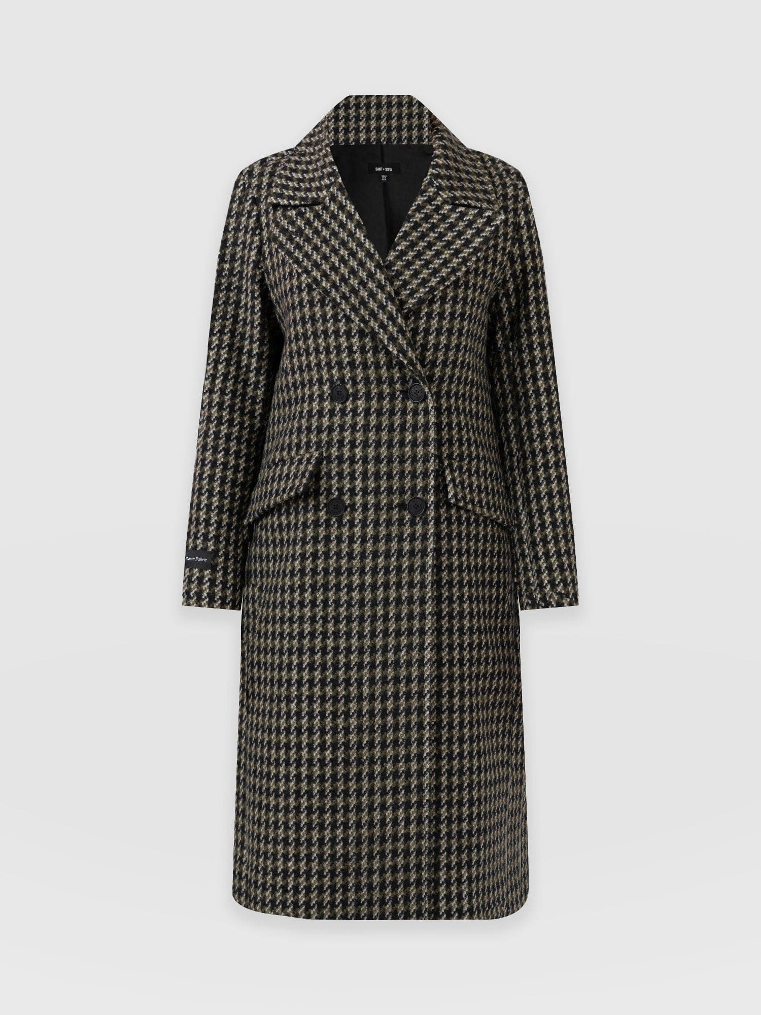 Hampton Coat Olive Houndstooth - Women's Coats | Saint + Sofia® UK