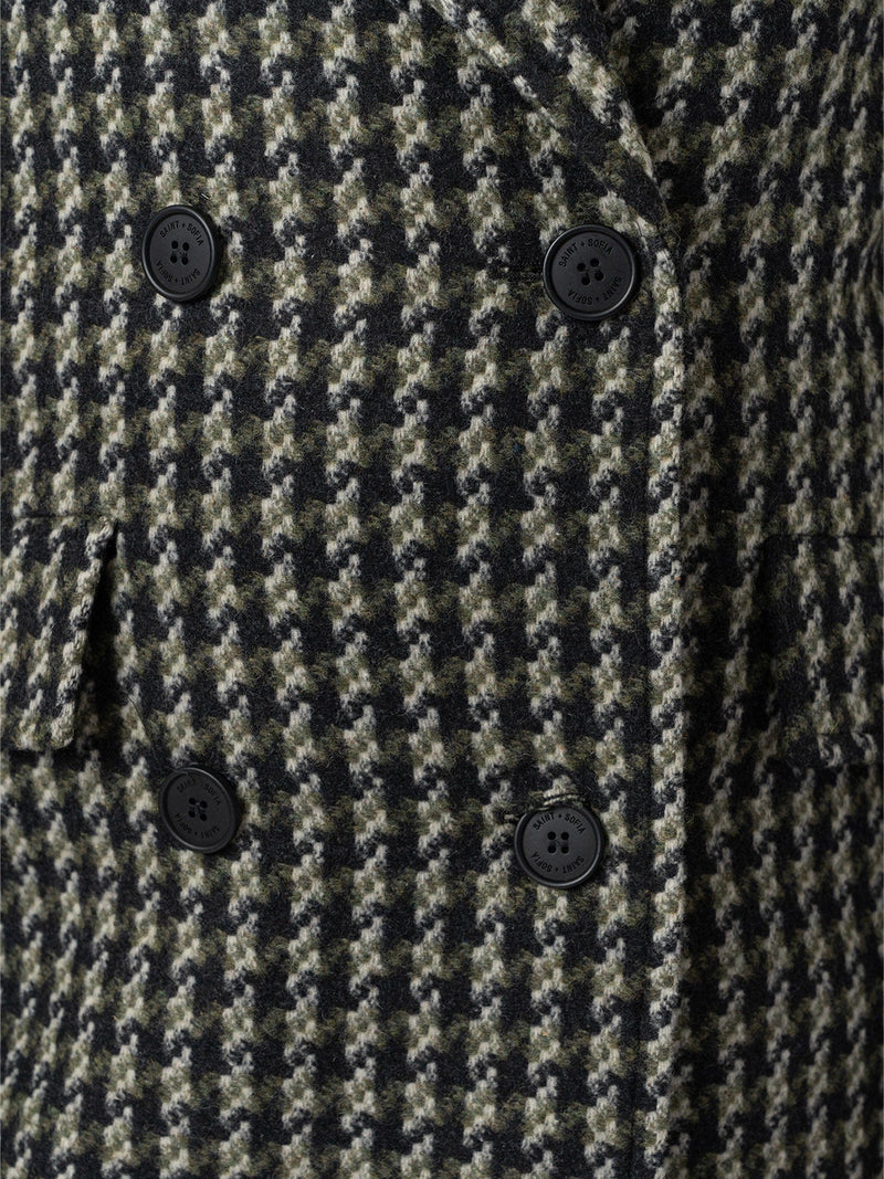 Hampton Coat Olive Houndstooth - Women's Coats | Saint + Sofia® UK