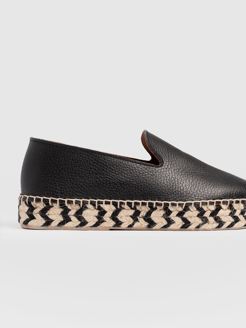 Hampton Espadrilles - Black Leather - Women's Shoes | Saint + Sofia® UK