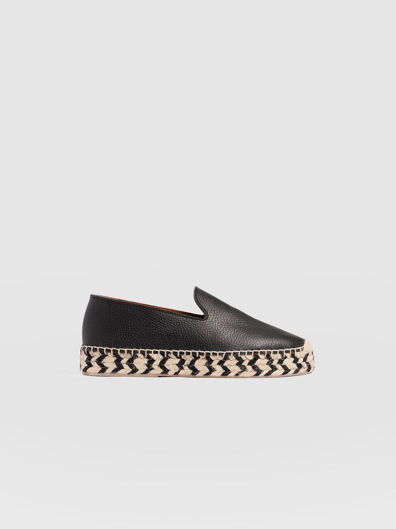 Hampton Espadrilles - Black Leather - Women's Shoes | Saint + Sofia® UK
