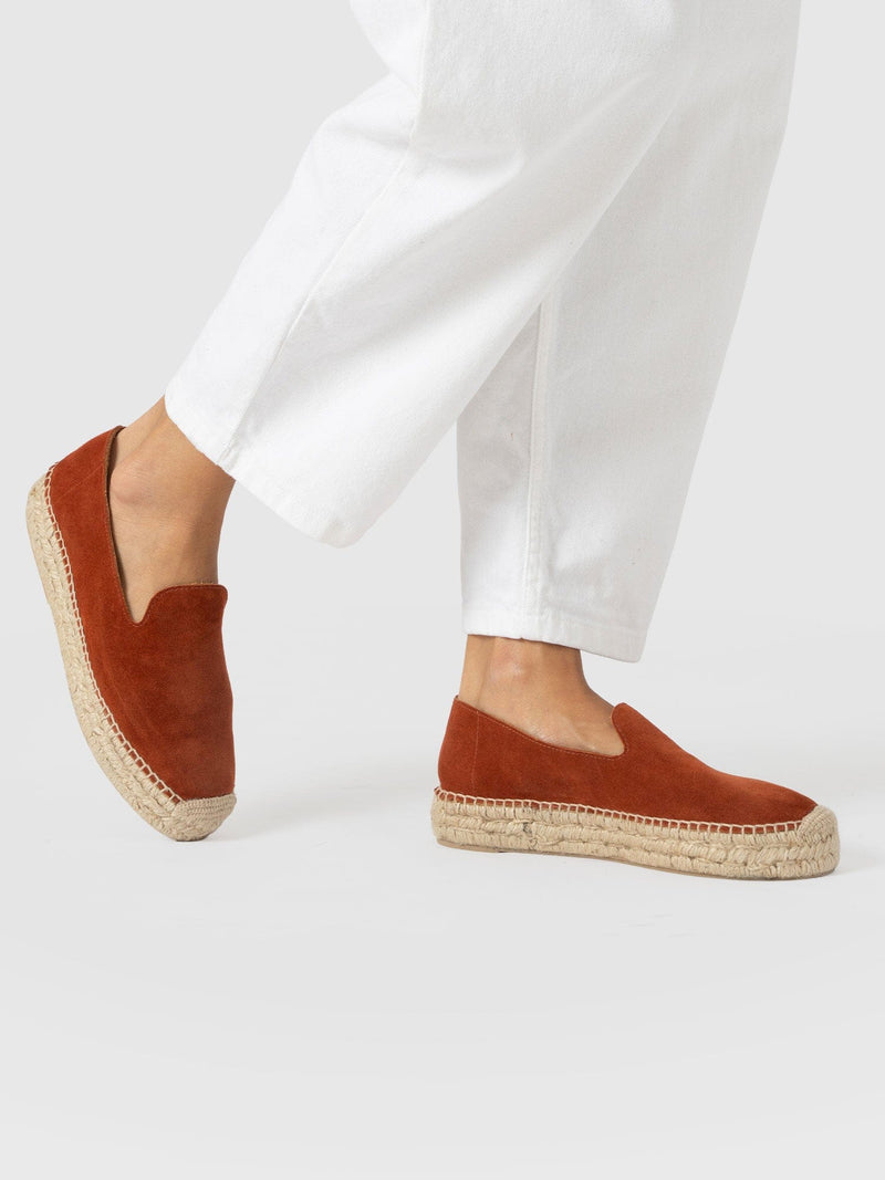 Hampton Espadrilles - Burnt Orange Suede - Women's Shoes | Saint + Sofia® UK