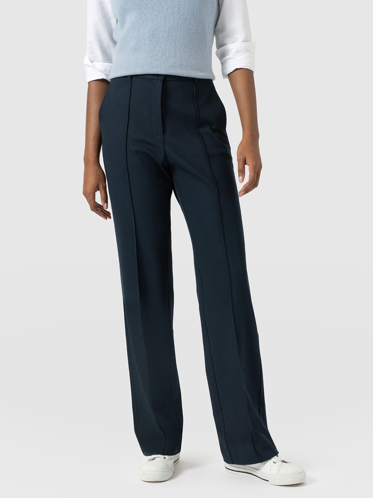 Harlow Straight Leg Pant - Navy - Women's Trousers | Saint and Sofia® UK