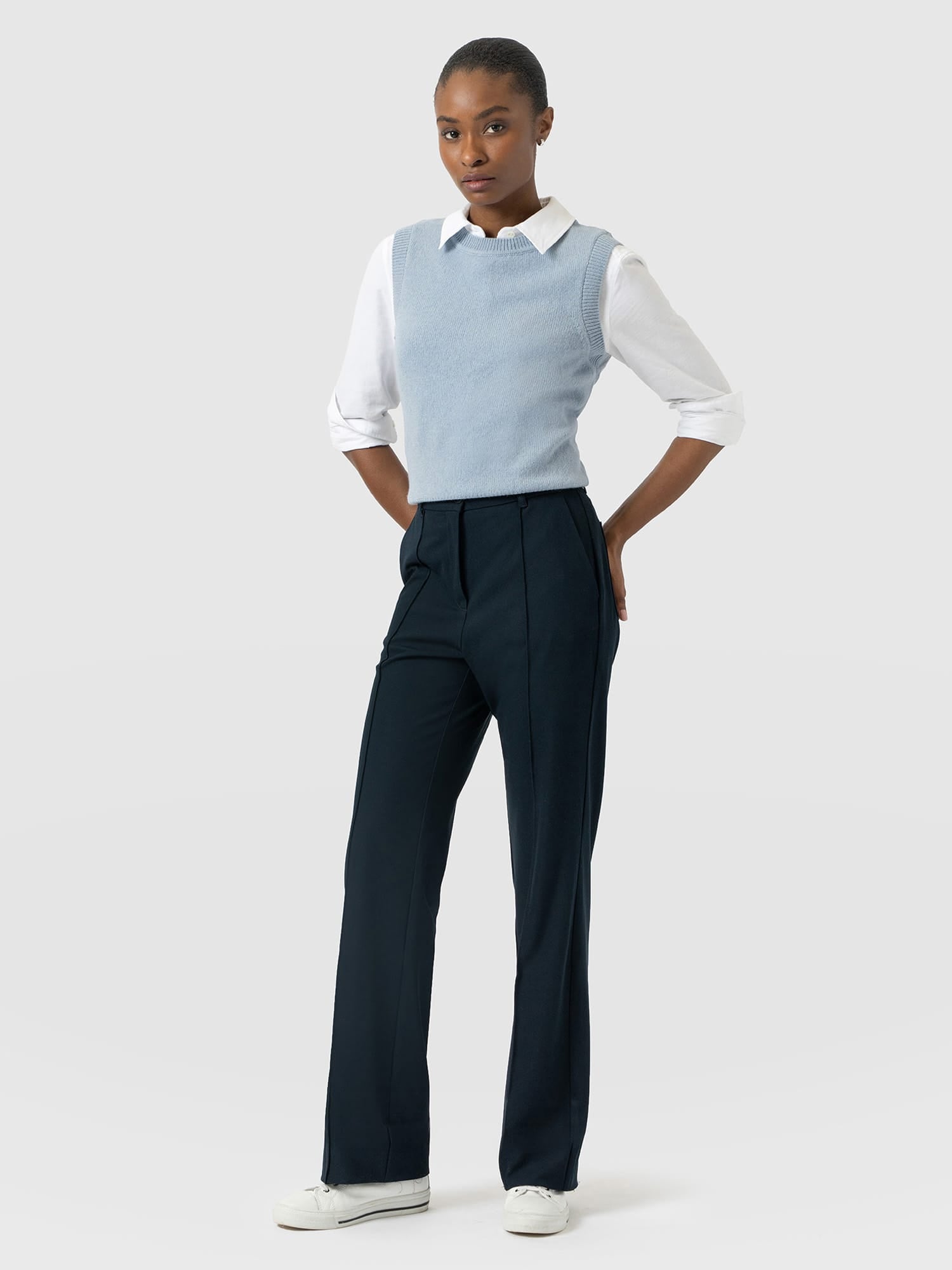 Harlow Straight Leg Pant - Navy - Women's Trousers | Saint and Sofia® UK