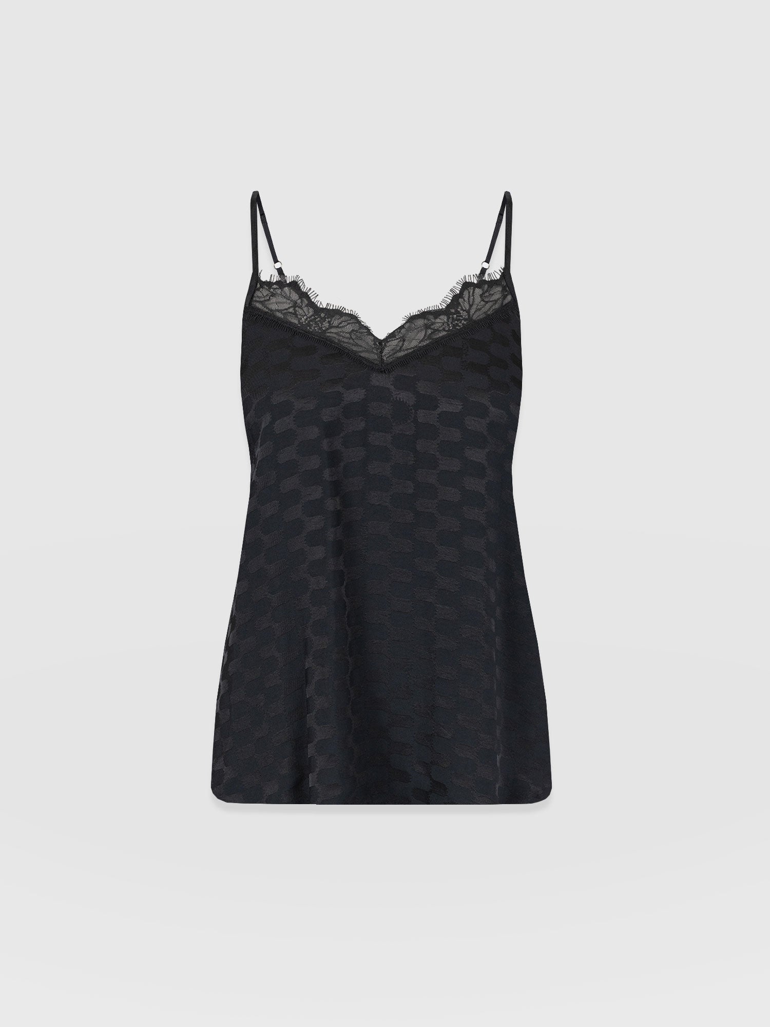 Harper Lace Cami - Black Jacquard - Women's T-shirts | Saint and Sofia® UK