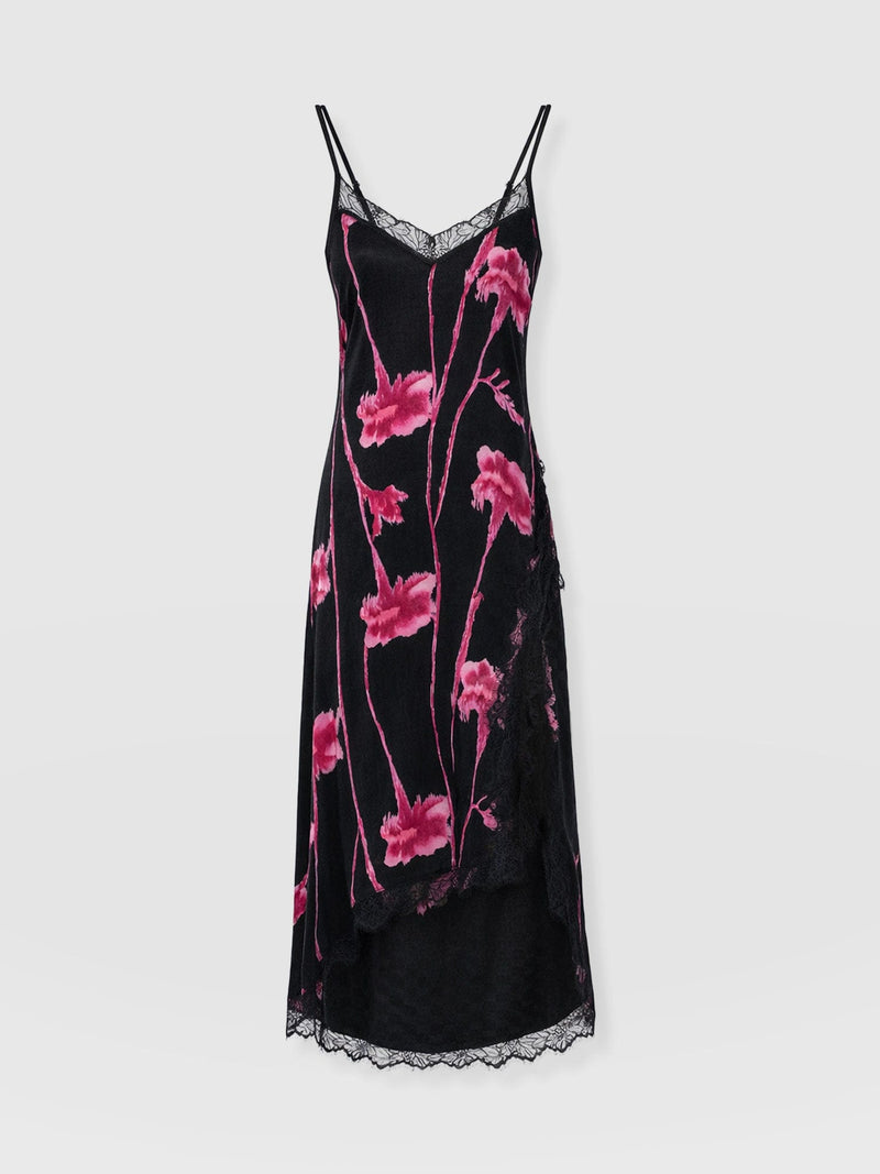 Harper Lace Cami Dress - Pink Stem Floral - Women's Dresses | Saint and Sofia® UK