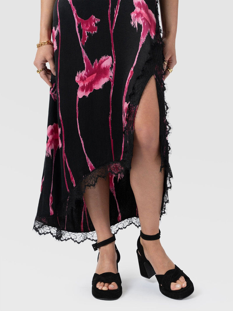 Harper Lace Cami Dress - Pink Stem Floral - Women's Dresses | Saint and Sofia® UK