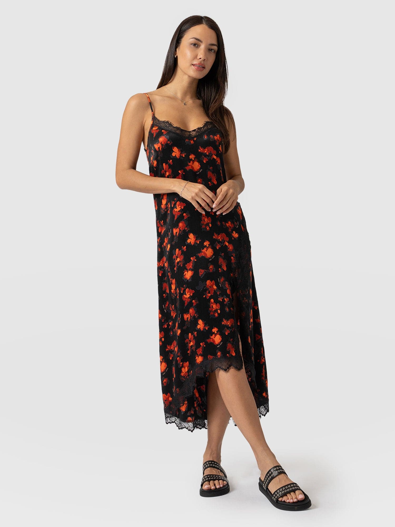 Harper Lace Cami Dress Red Aurora - Women's Dresses | Saint + Sofia® UK