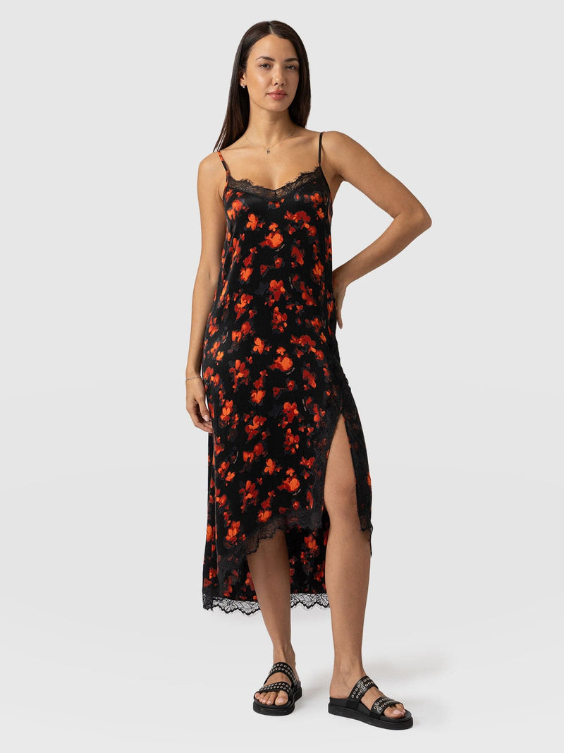 Harper Lace Cami Dress Red Aurora - Women's Dresses | Saint + Sofia® UK